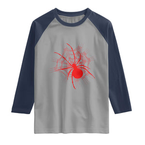 Red Black Widow Spider Raglan Shirt Gothic Spider Web Vintage Horror Gift
