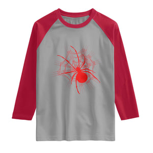 Red Black Widow Spider Raglan Shirt Gothic Spider Web Vintage Horror Gift