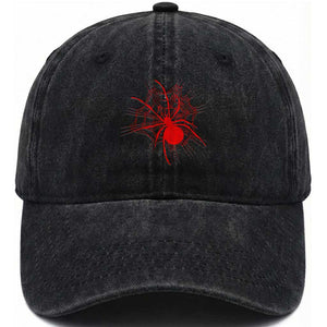 Red Black Widow Spider Washed Cotton Baseball Cap Gothic Spider Web Vintage Horror Gift