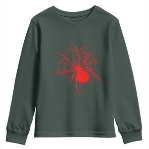 Red Black Widow Spider Youth Sweatshirt Gothic Spider Web Vintage Horror Gift