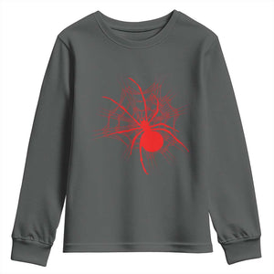 Red Black Widow Spider Youth Sweatshirt Gothic Spider Web Vintage Horror Gift