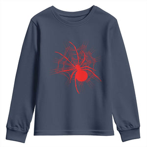 Red Black Widow Spider Youth Sweatshirt Gothic Spider Web Vintage Horror Gift