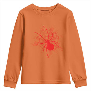 Red Black Widow Spider Youth Sweatshirt Gothic Spider Web Vintage Horror Gift