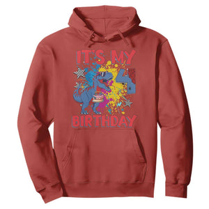 Dino Spider Its My 4th Birthday Hoodie Dinosaur Gift For Boys