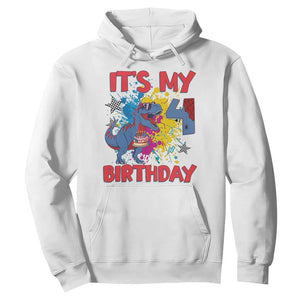 Dino Spider Its My 4th Birthday Hoodie Dinosaur Gift For Boys