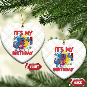 Dino Spider Its My 4th Birthday Ceramic Ornament Dinosaur Gift For Boys