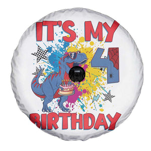 Dino Spider Its My 4th Birthday Spare Tire Cover Dinosaur Gift For Boys TS12 Print Your Wear