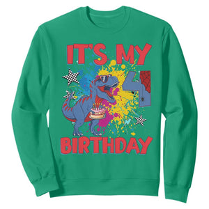 Dino Spider Its My 4th Birthday Sweatshirt Dinosaur Gift For Boys