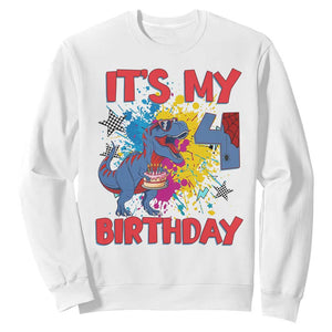 Dino Spider Its My 4th Birthday Sweatshirt Dinosaur Gift For Boys