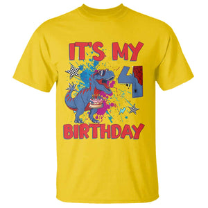 Dino Spider Its My 4th Birthday T Shirt Dinosaur Gift For Boys