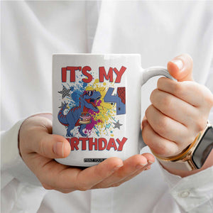 Dino Spider Its My 4th Birthday Coffee Mug Dinosaur Gift For Boys TS12 Print Your Wear