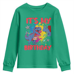 Dino Spider Its My 4th Birthday Youth Sweatshirt Dinosaur Gift For Boys