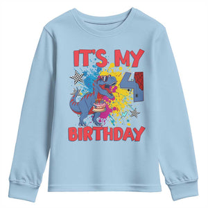 Dino Spider Its My 4th Birthday Youth Sweatshirt Dinosaur Gift For Boys