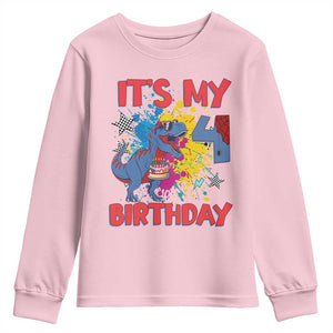 Dino Spider Its My 4th Birthday Youth Sweatshirt Dinosaur Gift For Boys