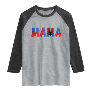 Spooky Mama Spider Web Raglan Shirt Cute Halloween Mom Gift