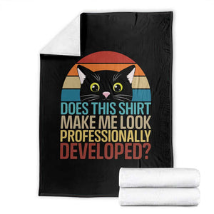 Vintage Black Cat Throw Blanket Does This Shirt Make Me Look Professionally Developed