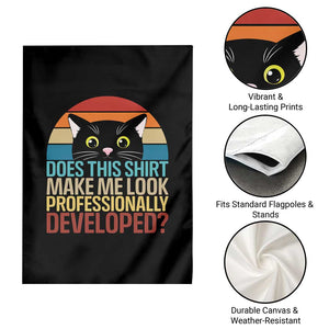 Vintage Black Cat Garden Flag Does This Shirt Make Me Look Professionally Developed
