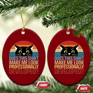 Vintage Black Cat Ceramic Ornament Does This Shirt Make Me Look Professionally Developed