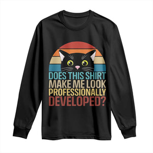 Vintage Black Cat Long Sleeve Shirt Does This Shirt Make Me Look Professionally Developed