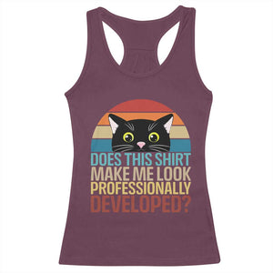 Vintage Black Cat Racerback Tank Top Does This Shirt Make Me Look Professionally Developed
