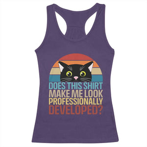 Vintage Black Cat Racerback Tank Top Does This Shirt Make Me Look Professionally Developed
