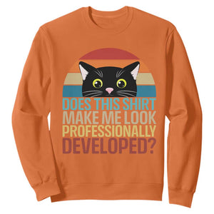 Vintage Black Cat Sweatshirt Does This Shirt Make Me Look Professionally Developed