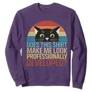 Vintage Black Cat Sweatshirt Does This Shirt Make Me Look Professionally Developed