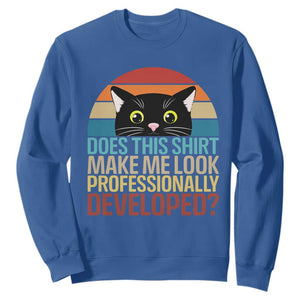 Vintage Black Cat Sweatshirt Does This Shirt Make Me Look Professionally Developed