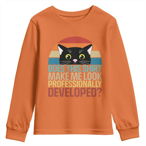 Vintage Black Cat Youth Sweatshirt Does This Shirt Make Me Look Professionally Developed