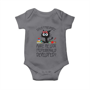 Funny Teacher Black Cat Baby Onesie Does This Shirt Make Me Look Professionally Developed