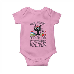 Funny Teacher Black Cat Baby Onesie Does This Shirt Make Me Look Professionally Developed