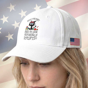 Funny Teacher Black Cat Baseball Cap Does This Shirt Make Me Look Professionally Developed