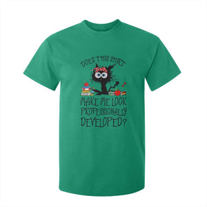 Funny Teacher Black Cat T Shirt For Kid Does This Shirt Make Me Look Professionally Developed
