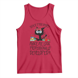 Funny Teacher Black Cat Tank Top Does This Shirt Make Me Look Professionally Developed