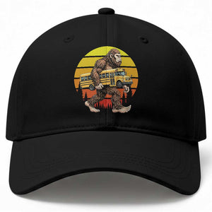 Funny Bigfoot School Bus Lover Baseball Cap Sasquatch Back To School Vintage Gift