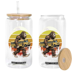 Funny Bigfoot School Bus Lover Glass Can Sasquatch Back To School Vintage Gift TS12 Print Your Wear