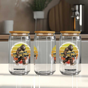 Funny Bigfoot School Bus Lover Glass Can Sasquatch Back To School Vintage Gift TS12 Print Your Wear