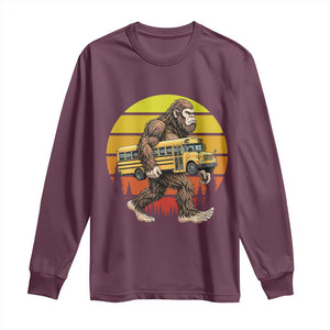 Funny Bigfoot School Bus Lover Long Sleeve Shirt Sasquatch Back To School Vintage Gift