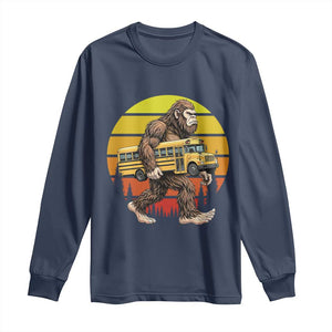 Funny Bigfoot School Bus Lover Long Sleeve Shirt Sasquatch Back To School Vintage Gift