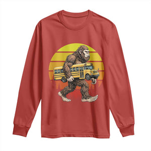 Funny Bigfoot School Bus Lover Long Sleeve Shirt Sasquatch Back To School Vintage Gift