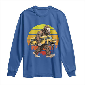Funny Bigfoot School Bus Lover Long Sleeve Shirt Sasquatch Back To School Vintage Gift