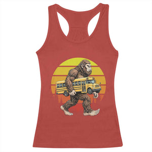 Funny Bigfoot School Bus Lover Racerback Tank Top Sasquatch Back To School Vintage Gift
