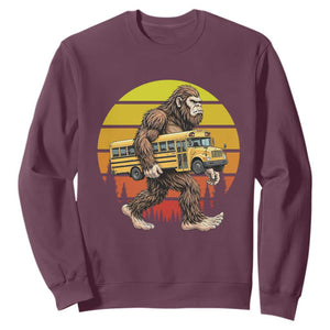 Funny Bigfoot School Bus Lover Sweatshirt Sasquatch Back To School Vintage Gift