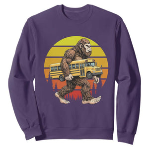 Funny Bigfoot School Bus Lover Sweatshirt Sasquatch Back To School Vintage Gift