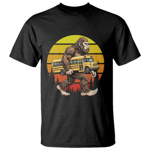 Funny Bigfoot School Bus Lover T Shirt Sasquatch Back To School Vintage Gift