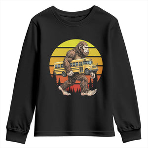 Funny Bigfoot School Bus Lover Youth Sweatshirt Sasquatch Back To School Vintage Gift
