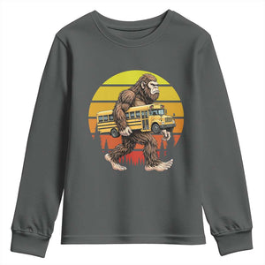 Funny Bigfoot School Bus Lover Youth Sweatshirt Sasquatch Back To School Vintage Gift