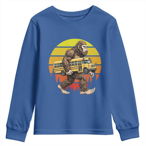 Funny Bigfoot School Bus Lover Youth Sweatshirt Sasquatch Back To School Vintage Gift