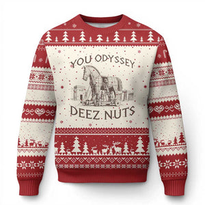 Funny You Odyssey Deez Nuts Trojan Horse Ugly Christmas Sweater Ancient Greek History Meme Humor Gift