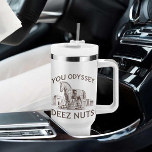 Funny You Odyssey Deez Nuts Trojan Horse Tumbler With Handle Ancient Greek History Meme Humor Gift TS12 Print Your Wear